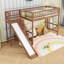 Lit mezzanine en bois avec tablettes, glissade et lumière DEL-1696901012-1696901013