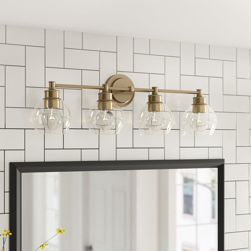Éclairage de salle de bain à intensité variable 4 lumières Warrenton, Laiton vieilli