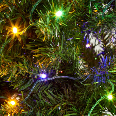 Arbre de Noël, arbre de Noël artificiel pré-éclairé de 7,2 pi, arbres de décoration de Noël complets avec 470 lumières colorées à DEL, 11 modes d'éclairage, 1346 branches et base en métal robuste pour la décoration de bureau à domicile