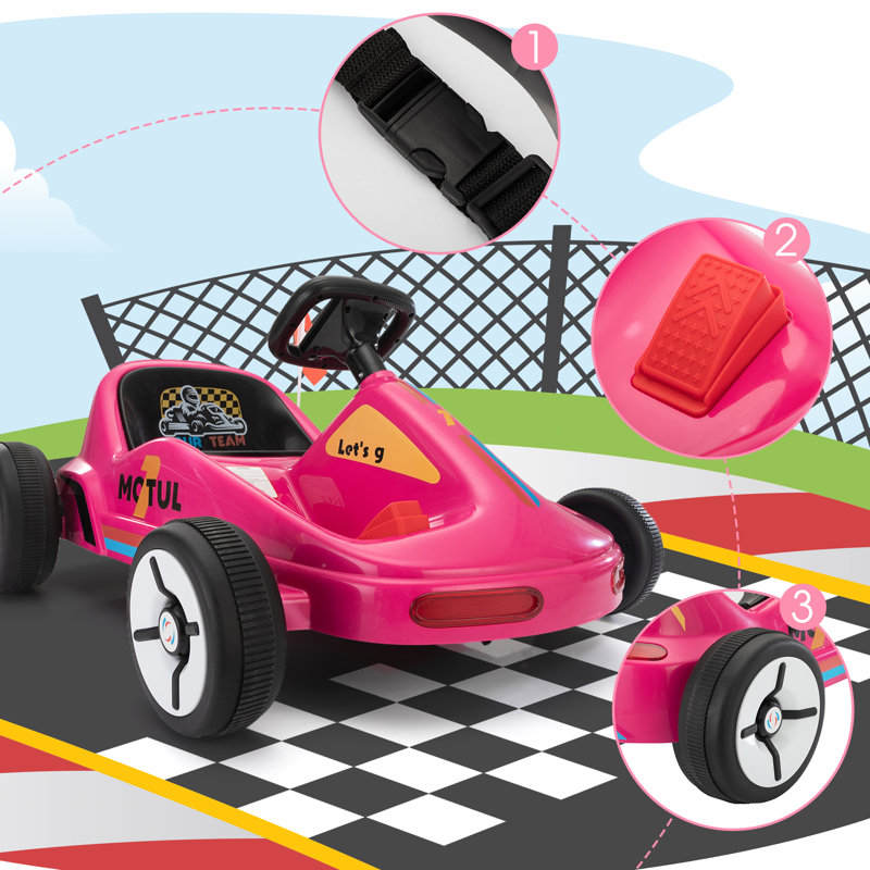 12V Pink Electric Go-Kart with Remote Control