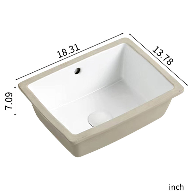 Wildman Milk White Undermount Bathroom Sink, 18.39 * 13.72 7.02 Inch, Porcelain Material, Modern Design For Traditional Bathrooms 18" Rectangle Ceramic High Shine, Easy To Install With Instruction, Suitable