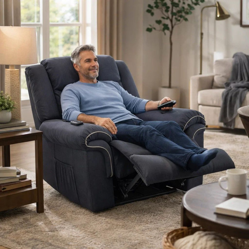 Fauteuil inclinable électrique Seru, massage chauffant, gris foncé Seru
