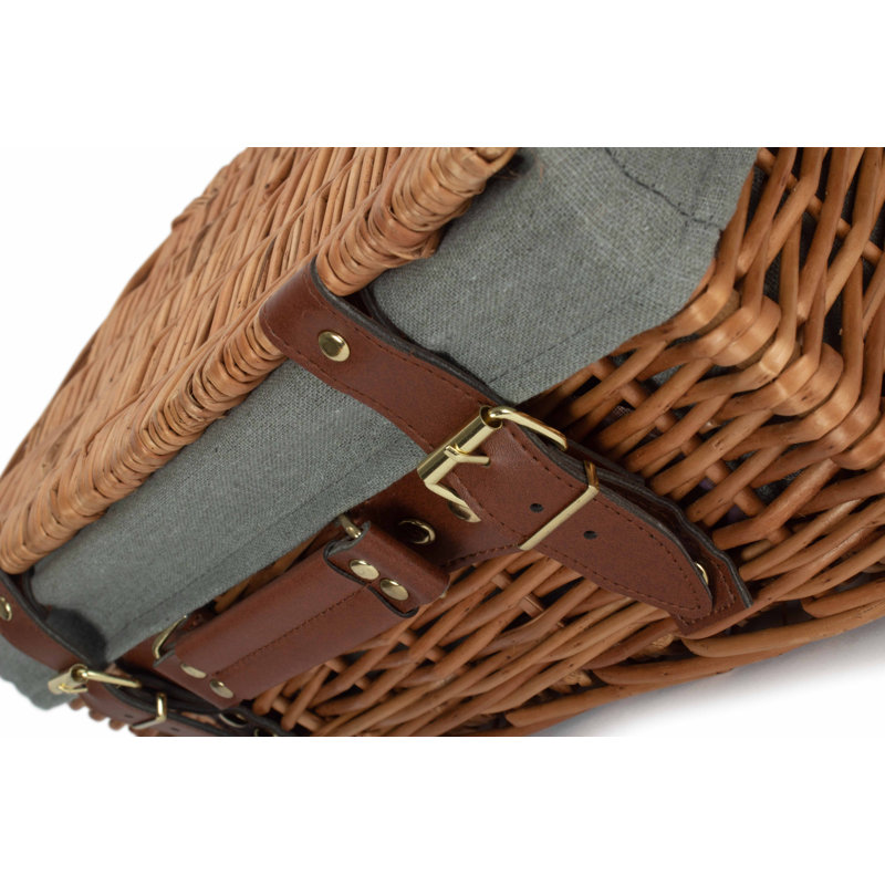 Wicker Basket with Lining, Light Steamed Hamper/Grey Lining