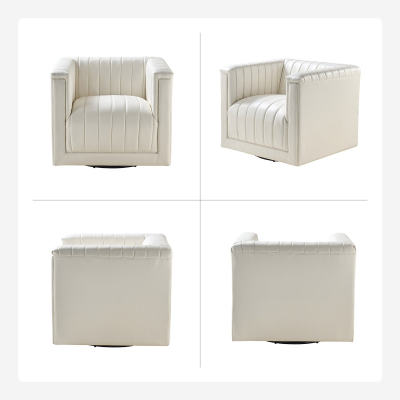 Fauteuil d'appoint Cephus, Ivory Faux Leather
