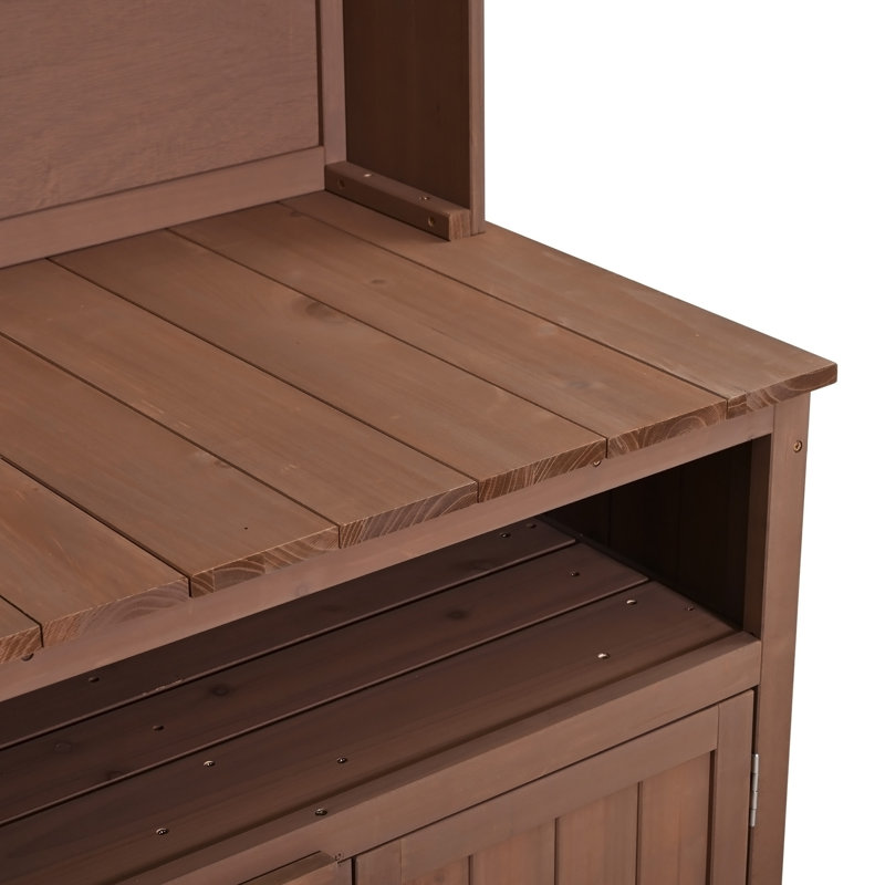 Grand banc de rempotage en bois de sapin, Brown