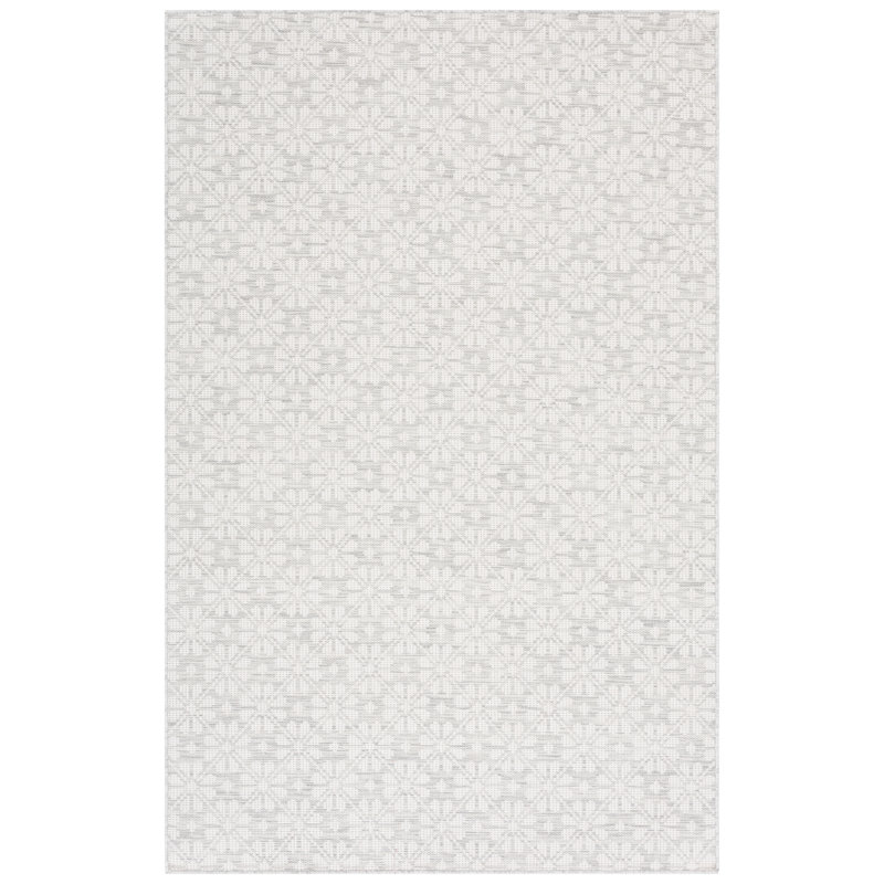 Gray and Ivory Geometric Hand-knotted Rectangular Rug