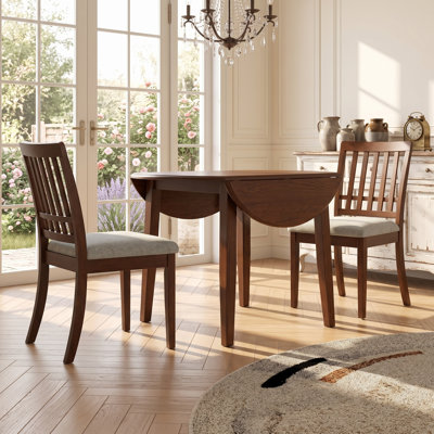 Space-Saving Round Dining Table Set with Folding Table and Upholstered Chairs for Two, Ideal for Compact Apartments and Dining Nooks