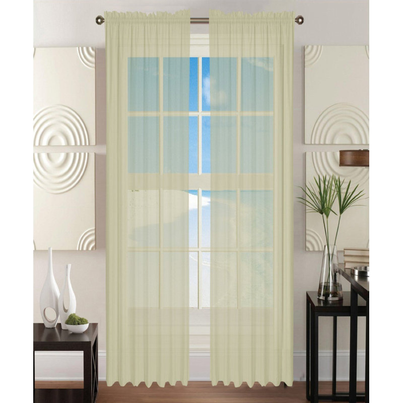 Ensemble de panneaux de rideau 2 pièces, Beige, L 84" x 60" W
