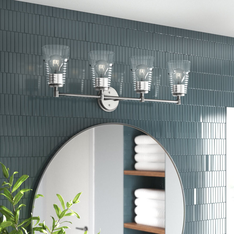 Éclairage pour salle de bain 4 lumières Archiebald, Nickel poli