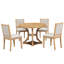 Ensemble de table de salle à manger extensible en bois d'hévéa naturel clair avec 4 chaises rembourrées