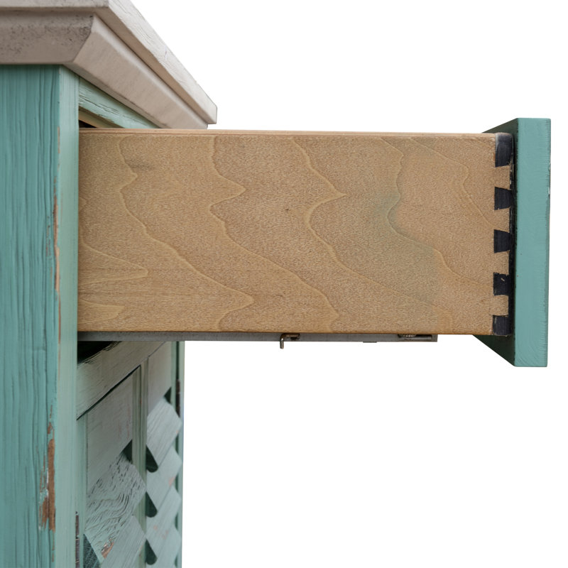 Minneiska 32'' W Solid Wood Nightstand, Aqua