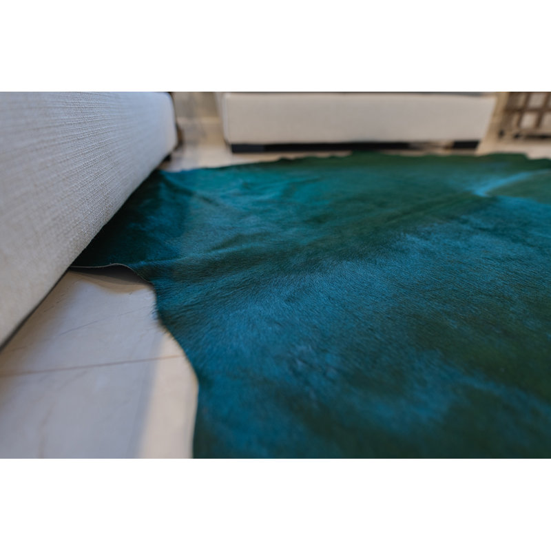 Tapis teint vert émeraude en peau de vache