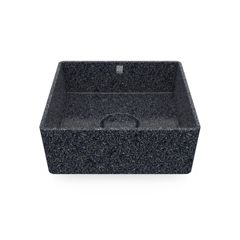 Woodio Cube40 15.748'' Wood Square Bathroom Sink, Stone