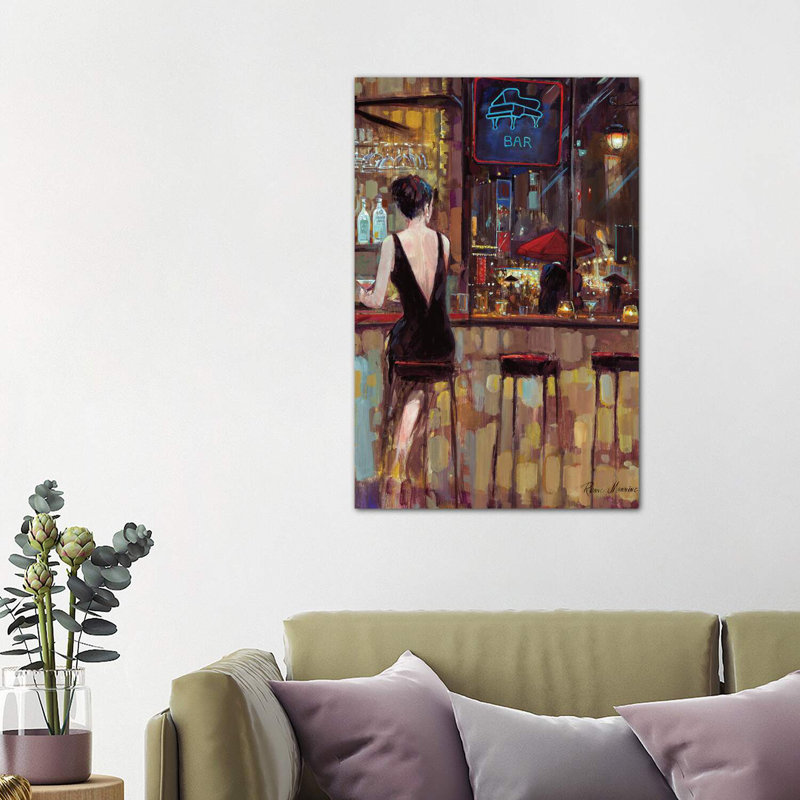 Piano Bar par Ruane Manning - reproduction d'art, Toile tendue, H 40 po x l 26 po, Sans cadre