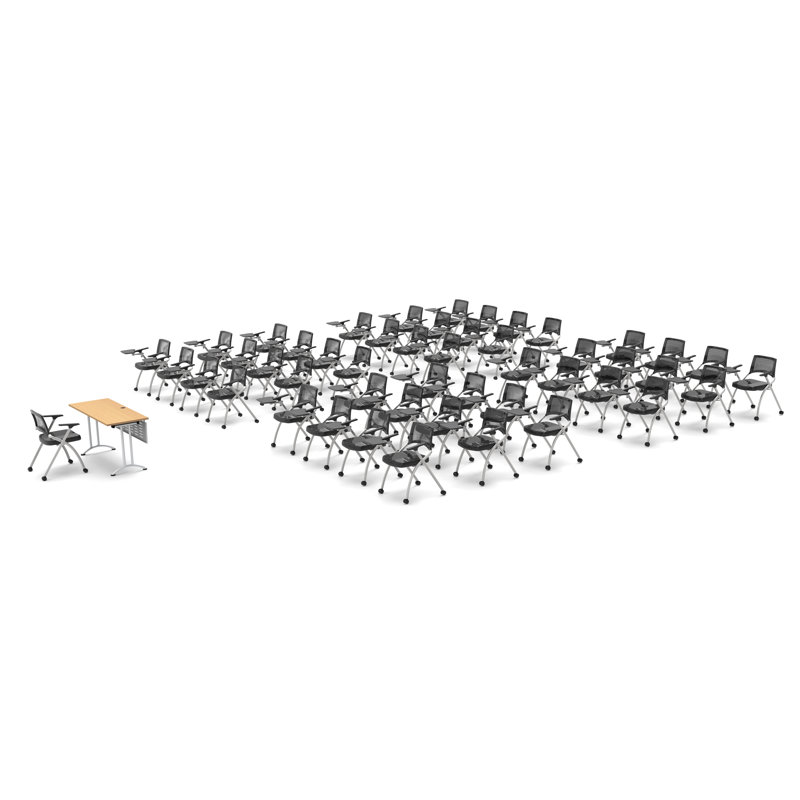 Novelty 49 Person Flip Top 22'' L Modular Training Table And Chair Set and Chair Set with Casters and Modesty Panel