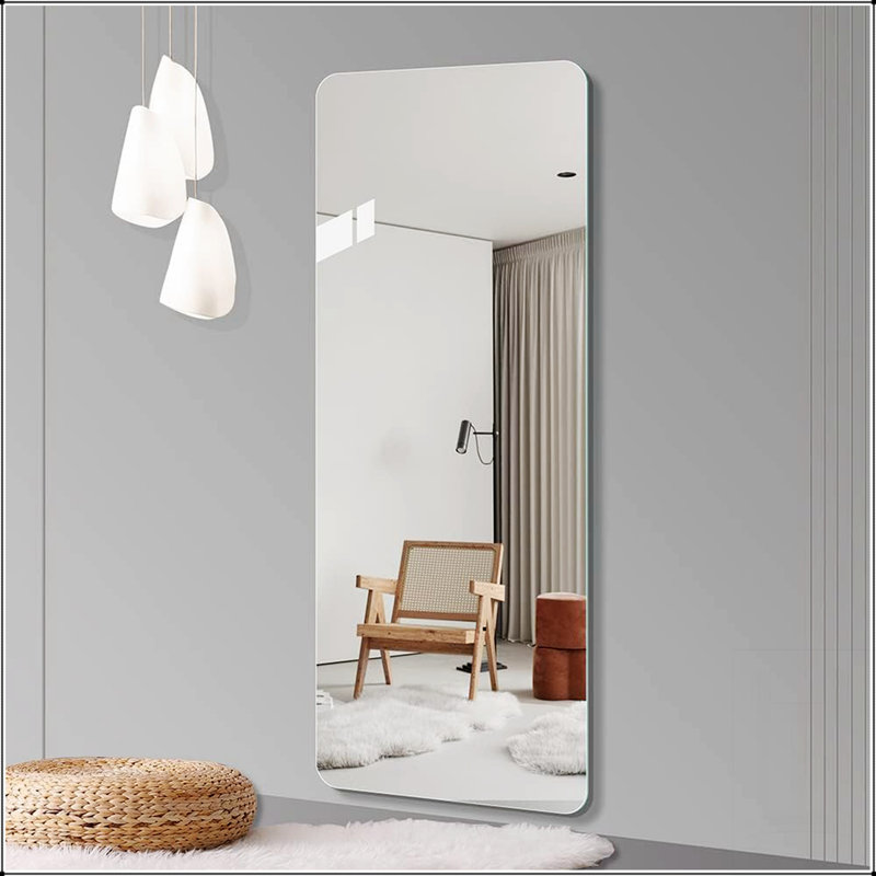 Full Body Round Corner Mirror For Living Room, Bedroom, And Cloakroom With Hanging Hole, High-Quality 5Mm Silver Explosion-Proof Glass