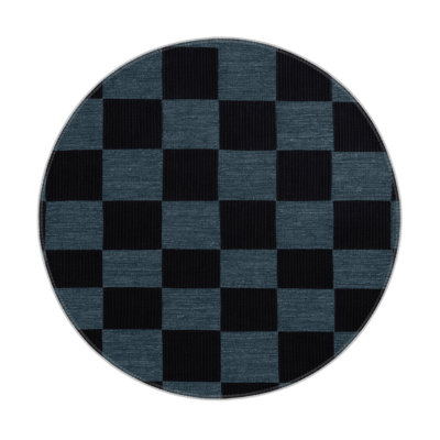 Checkered Gray Indoor and Outdoor Area Rug