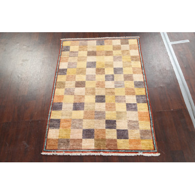 Checkered Gabbeh Area Rug 4x6