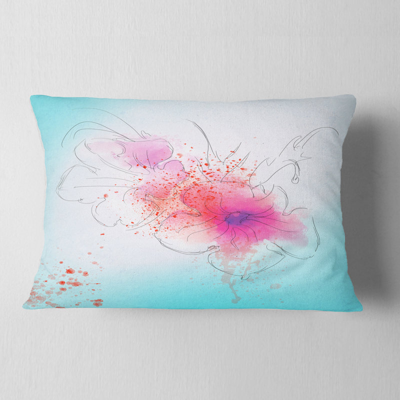 Coussin lombaire en aquarelle floral fleur