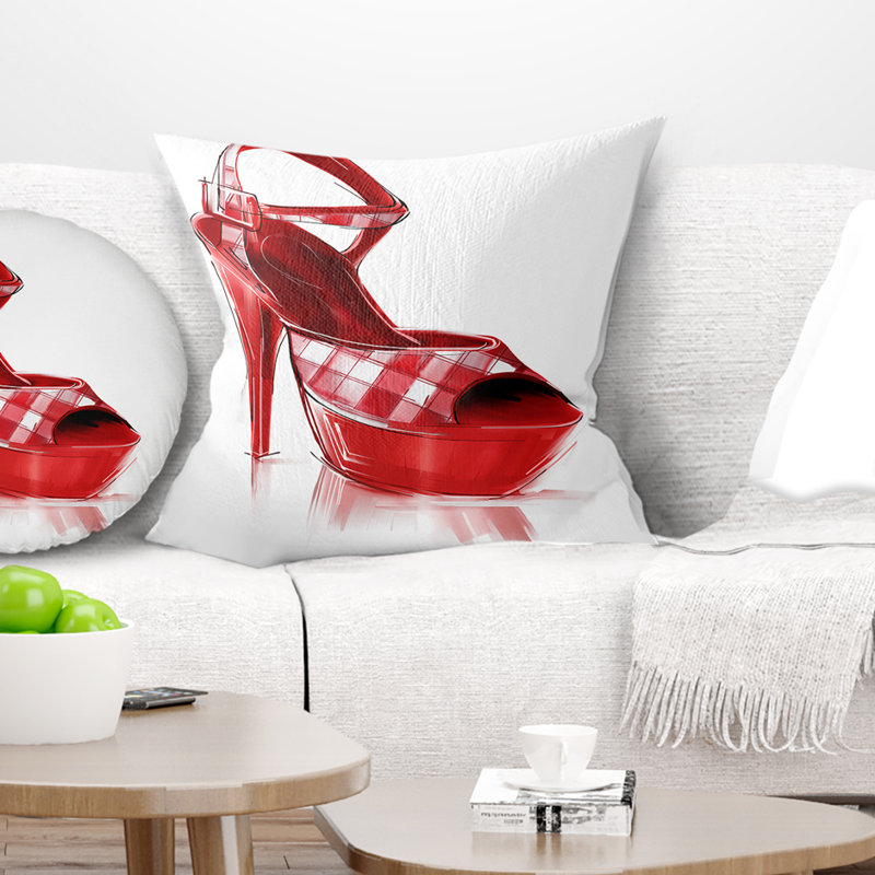 Coussin imprimé rouge à talon haut pour femme - autres, 16 po x 1 po, Coussin décoratif
