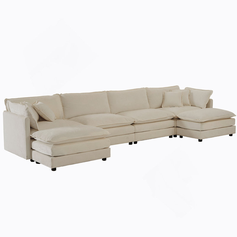 Canapé modulaire polyvalent en forme de U avec méridienne réversible et repose-pieds supplémentaires pour un confort ultime