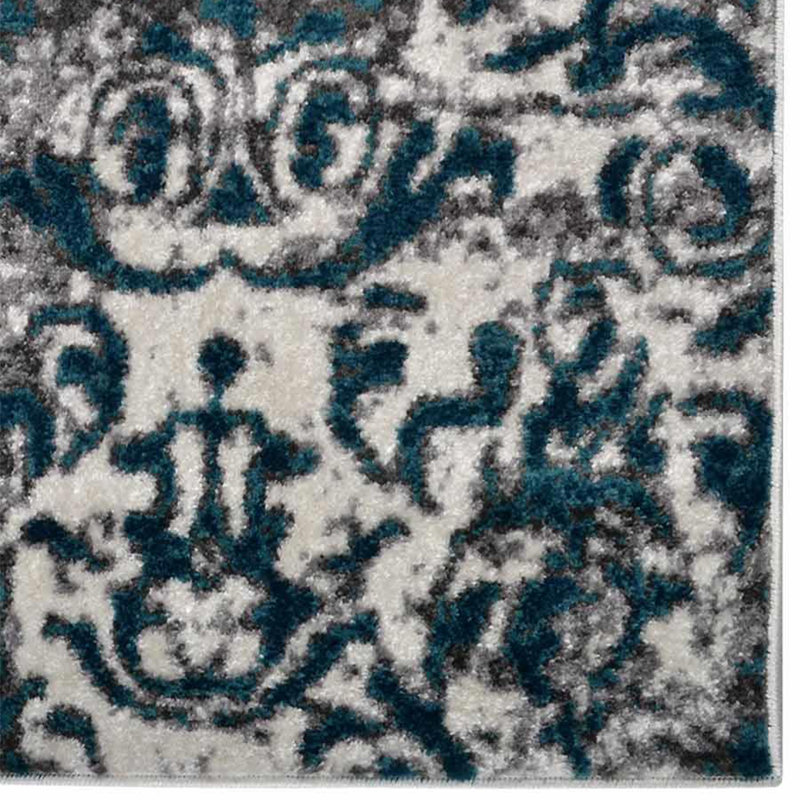 Crayton Machine Made Heatset Polypropylene Area Rugs  - Silver Blue Color, Abstract Modern Design, Low Pile Machine Made Area Rugs for Living Room, Bed Room