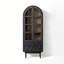French Vintage Arched Solid Fir Wood Display Cabinet with Drawers