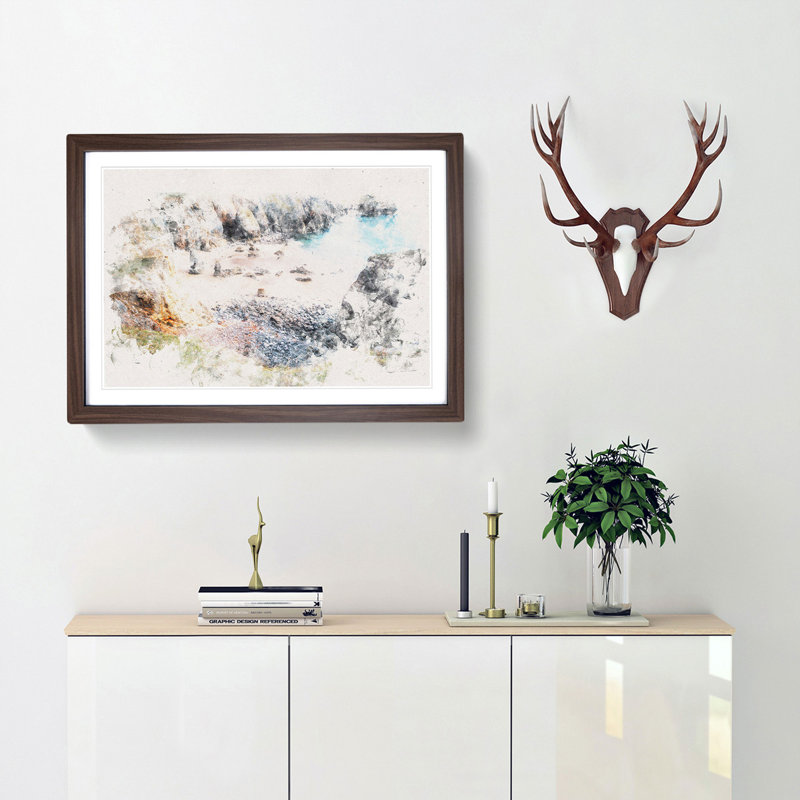 Flimstone Bay in Wales - Picture Frame Painting Print, Walnut Framed, 36cm H x 48cm W x 2cm D