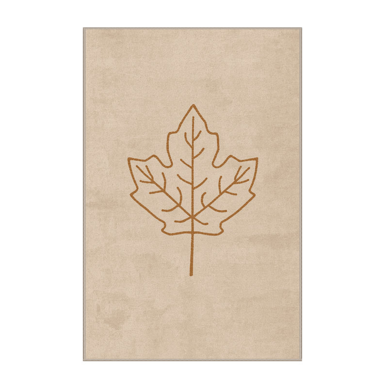 Soft Plush Feemster Thanksgiving Modern & Contemporary Abstract Area Rug in Beige – Beige Binding, 3x5