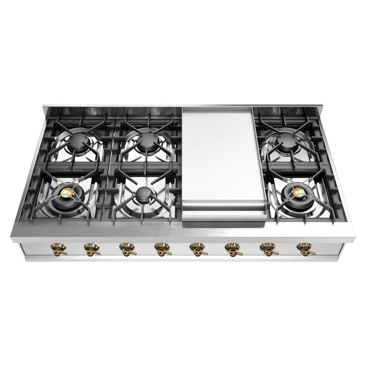 ILVE Nostalgie II 48 inch Built-In Gas Rangetop with Griddle, in Stainless Steel
