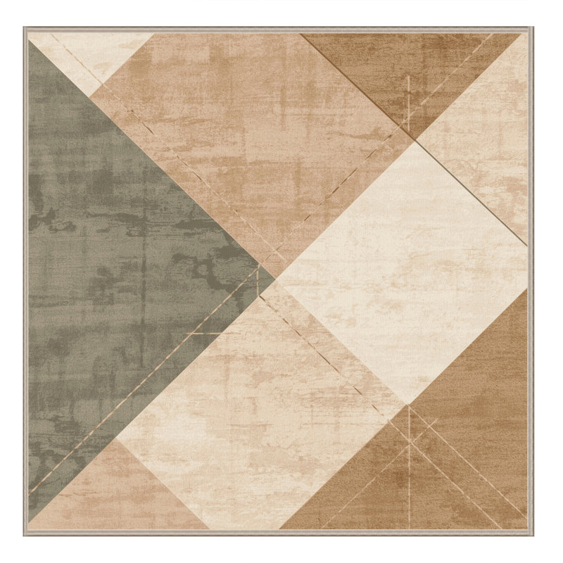 Tapis beige texturé BCBG lavable à la machine à motifs et textures - reliure beige, Carré 7 pi