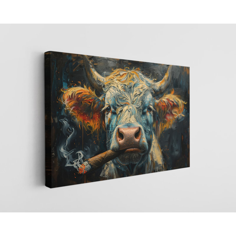Cow Smoking Cigar Canvas Print, Modern Wall Art Decor for Home & Office 30