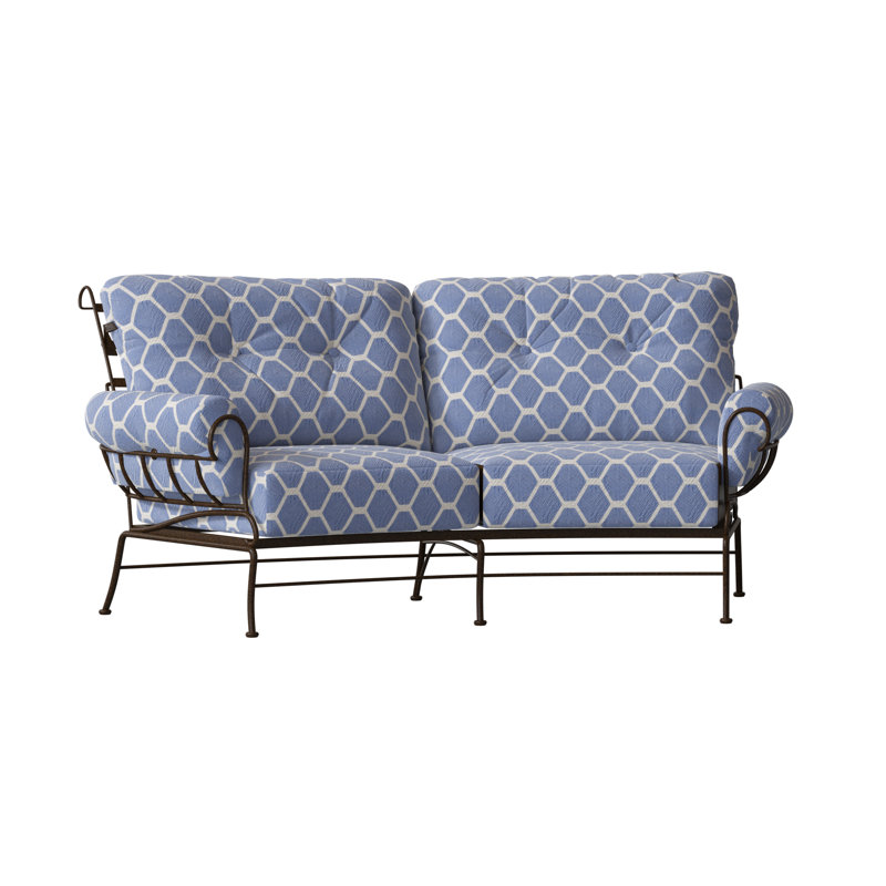 Terrace Outdoor 2 - Seat Loveseat, Chestnut Brown, Canvas Navy Sunbrella® Canvas