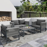Wicker 7 - Person Garden Lounge Set with Cushions