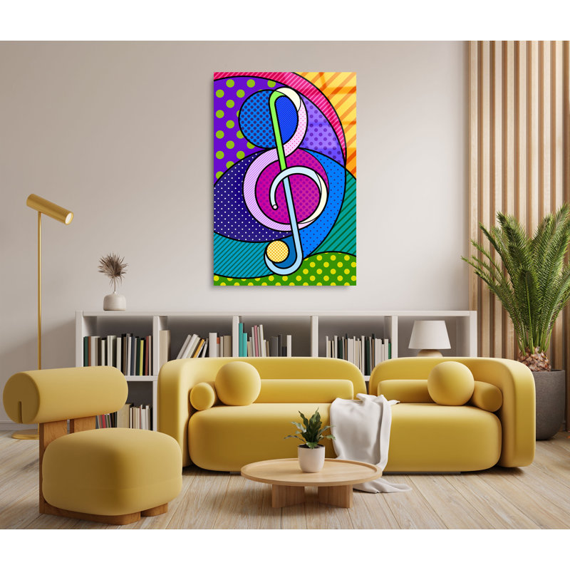 «Colorful Treble Clef», note de musique sur acrylique, H 36 po x l 24 po x P 1 po
