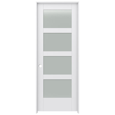 MODA 4-Lite Frosted Glass Primed Prehung Interior Door