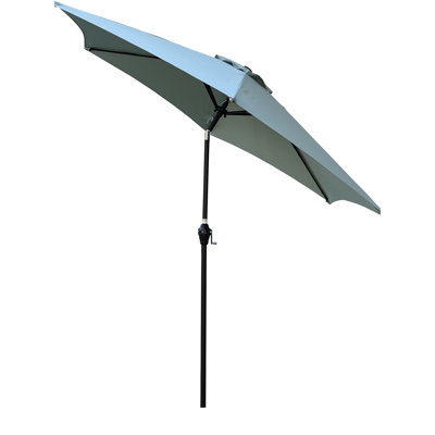 Parasol 9 pi de couleur givré - avec mât et nervures en acier, manivelle à inclinaison facile, évent, housse extérieure à baldaquin protégée, mât, évent à bouton-poussoir inclus