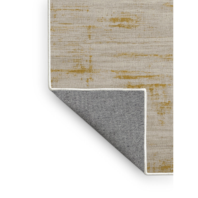 Tapis beige lavable à la machine, Rectangulaire 3 pi x 5 pi
