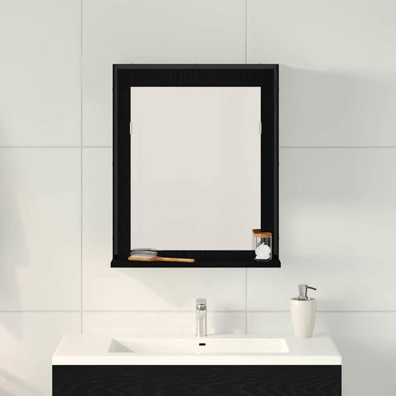 Bathroom Mirror 50 X 12 X 60 Cm Engineered Wood, Black Oak