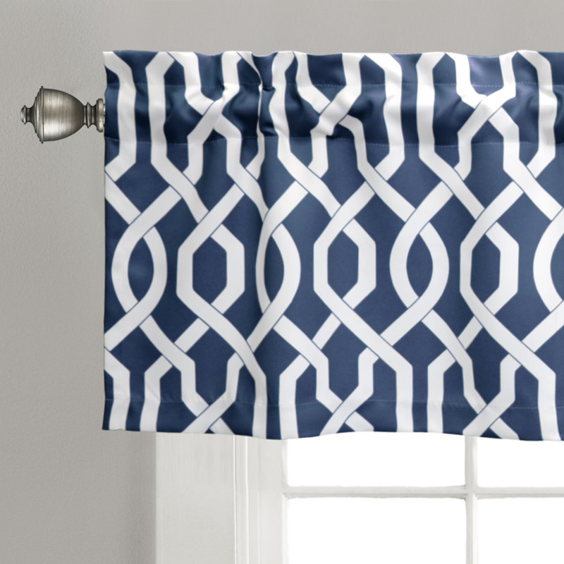 Geometric Tailored Window Pelmet, Navy