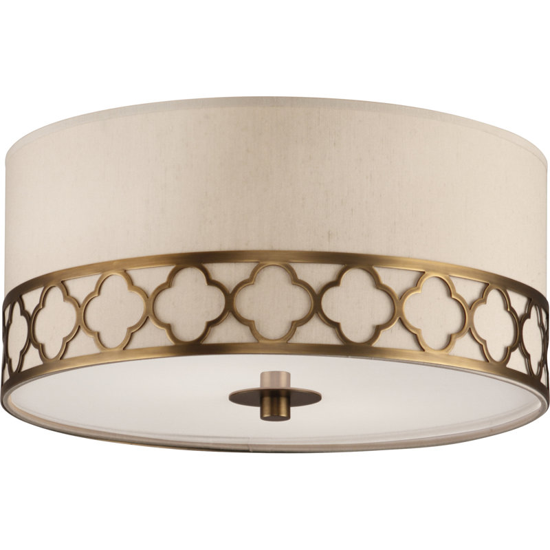Addison 2 - Light Flush Mount, Weathered Brass, Taupe Dupoini