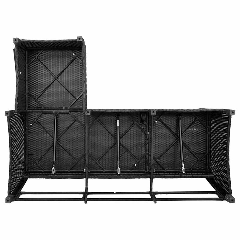  Reclining Patio Sofa With Cushions L-Shaped Black Poly Rattan, Turquoise, Black