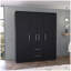 Armoire Bariloche, rangement multi-sections avec tringles de suspension, tablettes et 2 tiroirs