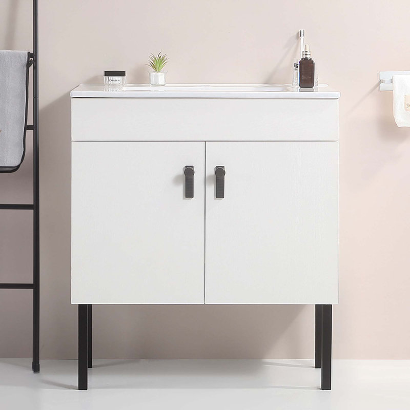 Meuble-lavabo de salle de bain Mikayil, Blanc