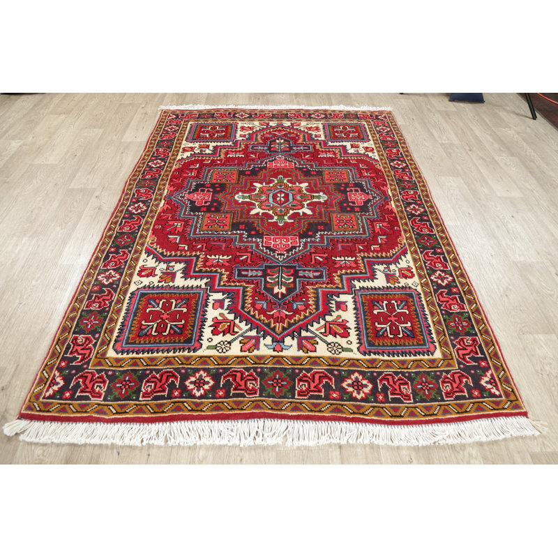 Tapis de zone one-of-kind à la main-noué la 2010 heriz rouge 4 pi 11 po x 6 pi de la laine Tansel