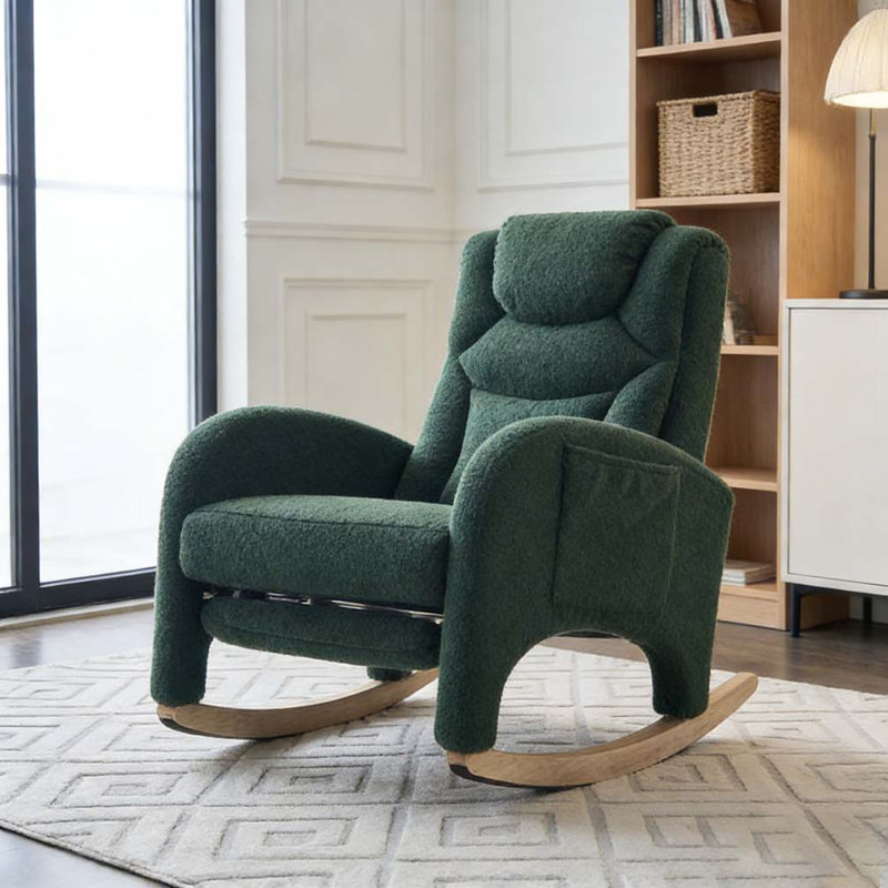 Chaise berçante avec repose-pieds réglable, Ours en peluche vert