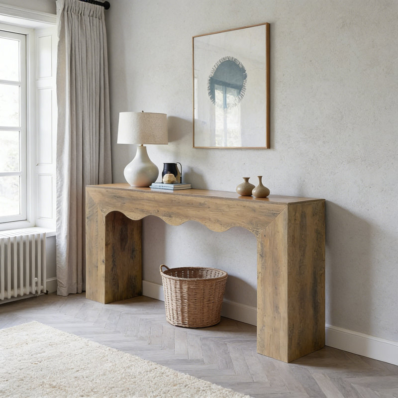 Console 63 po, table d'entrée en bois avec rangement, canapé 63 po