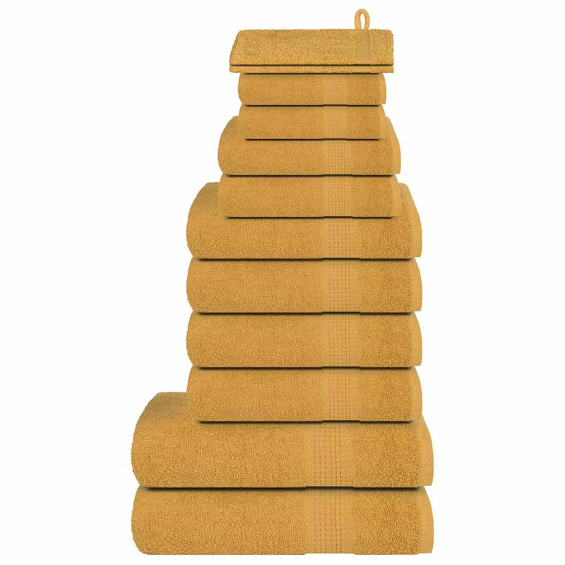 Towel Set 360 Gsm 100% Cotton, 12 Piece Towel Set, Yellow