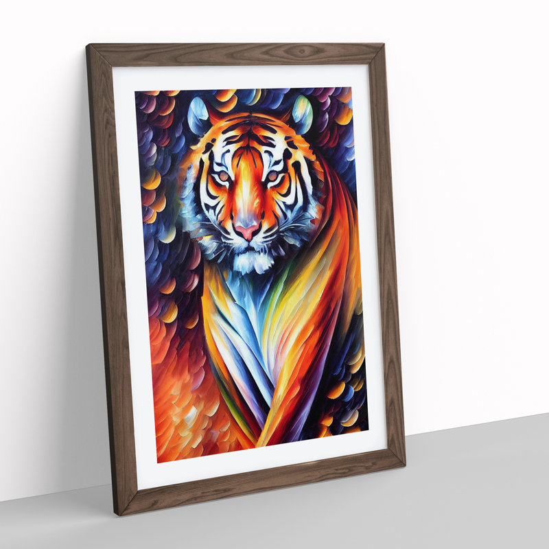 Tiger Portrait No.4 1 Piece Single Picture Frame Wall Art, 46cm H x 34cm W x 2cm D, Brown Framed