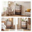 Commode d'appoint en bois brun en lin, l 22,75 po x P 11,5 po x H 39 po, tour pliable à 5 tiroirs avec structure en acier